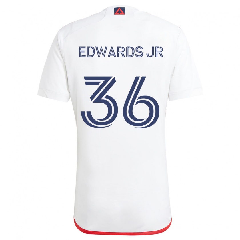 Kandiny Niño Camiseta Earl Edwards Jr. #36 Blanco Rojo 2ª Equipación 2024/25 La Camisa Chile