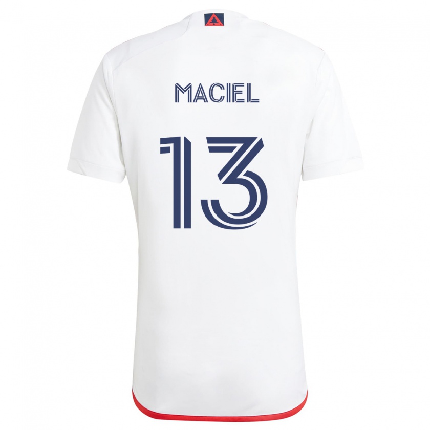 Kandiny Niño Camiseta Maciel #13 Blanco Rojo 2ª Equipación 2024/25 La Camisa Chile