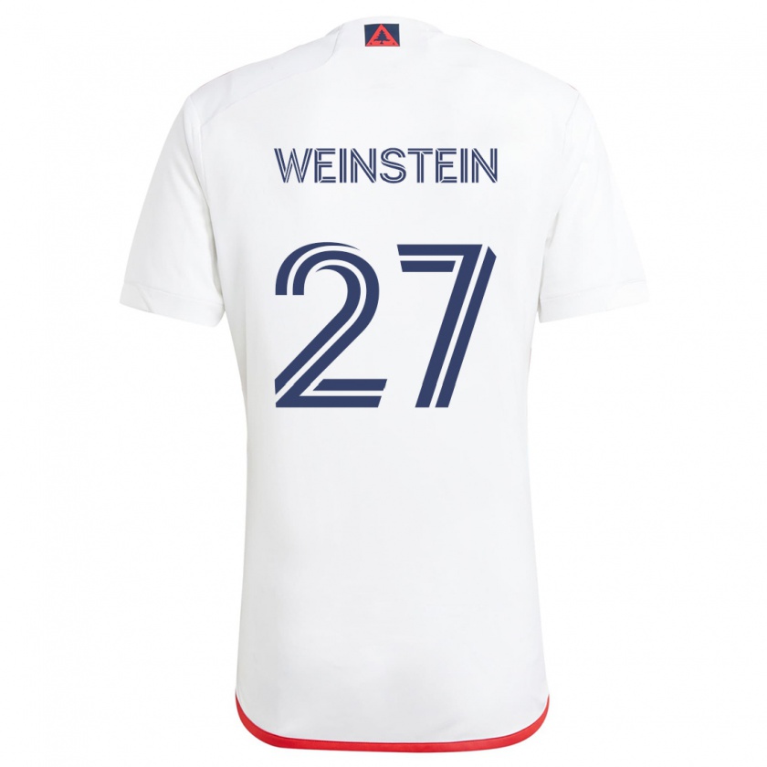 Kandiny Niño Camiseta Max Weinstein #27 Blanco Rojo 2ª Equipación 2024/25 La Camisa Chile