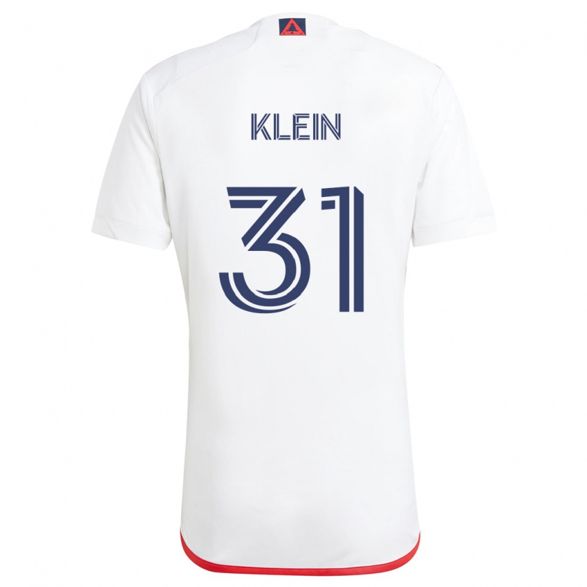 Kandiny Niño Camiseta Eric Klein #31 Blanco Rojo 2ª Equipación 2024/25 La Camisa Chile