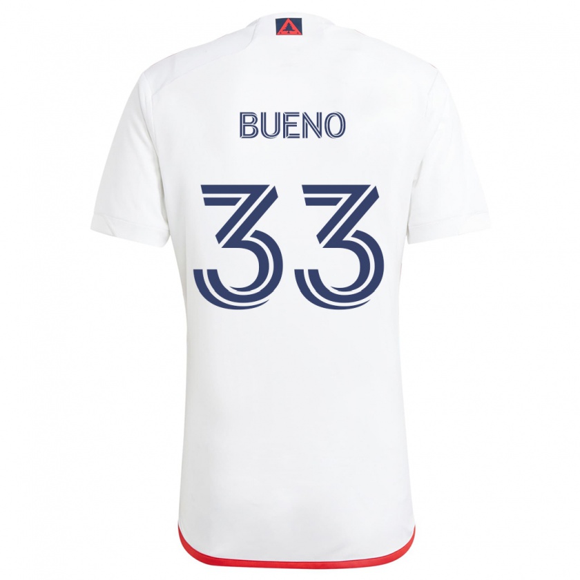 Kandiny Niño Camiseta Brandonn Bueno #33 Blanco Rojo 2ª Equipación 2024/25 La Camisa Chile