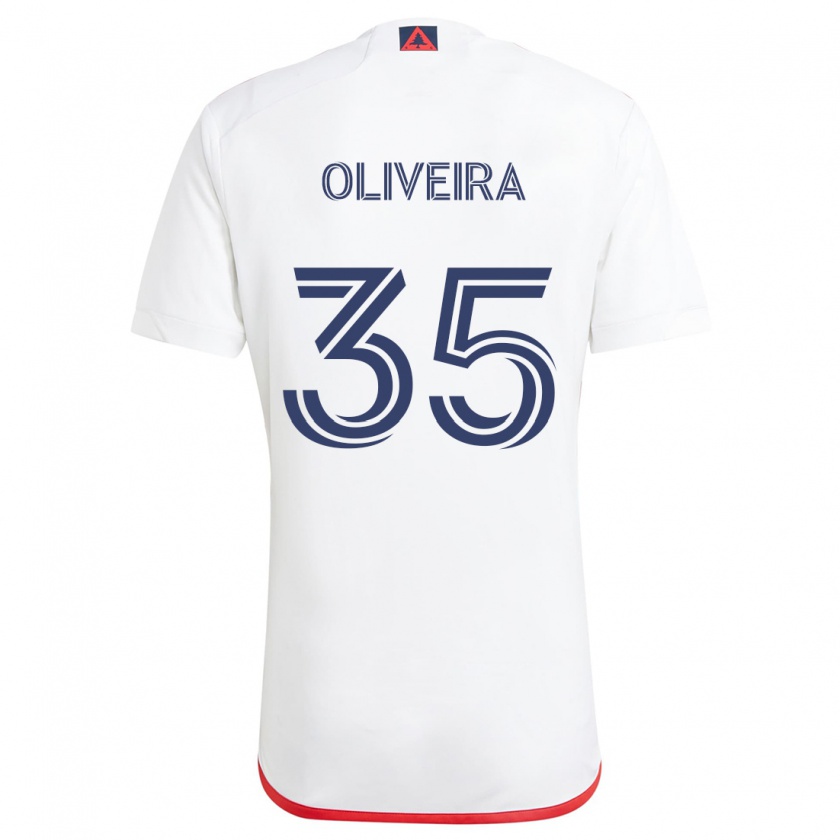 Kandiny Niño Camiseta Cristiano Oliveira #35 Blanco Rojo 2ª Equipación 2024/25 La Camisa Chile