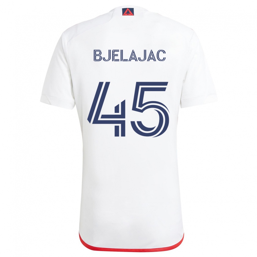 Kandiny Niño Camiseta Andrej Bjelajac #45 Blanco Rojo 2ª Equipación 2024/25 La Camisa Chile