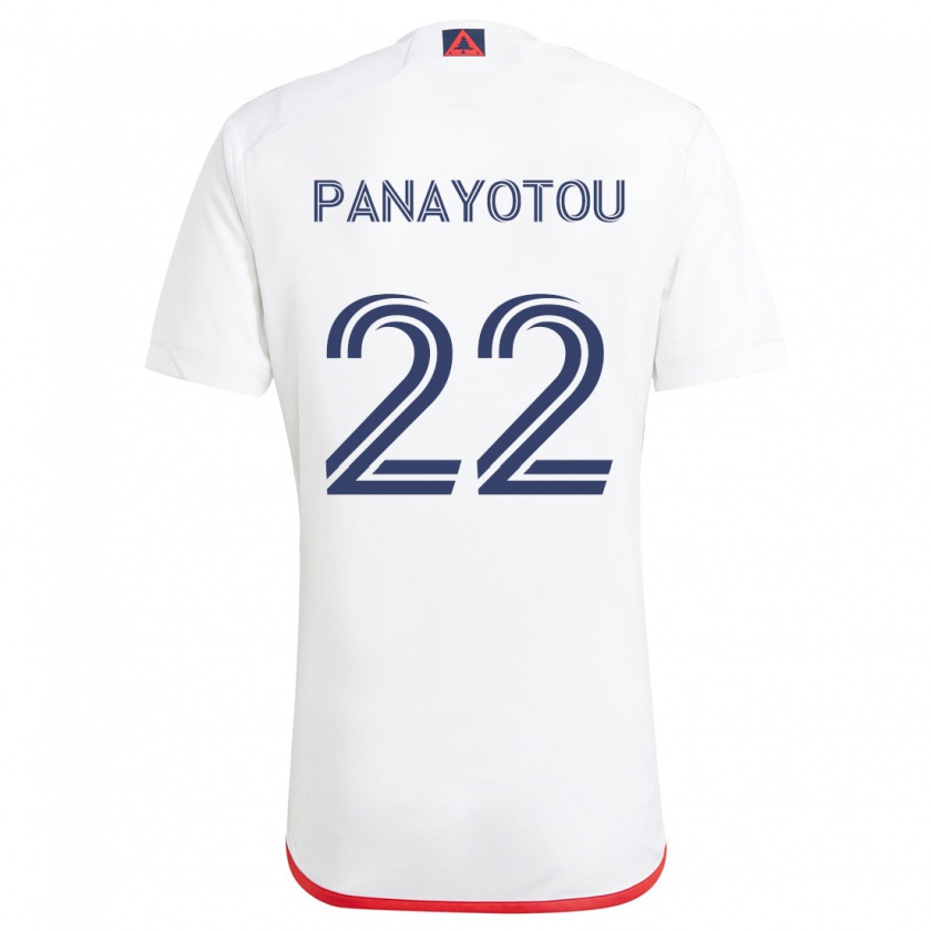 Kandiny Niño Camiseta Jack Panayotou #22 Blanco Rojo 2ª Equipación 2024/25 La Camisa Chile