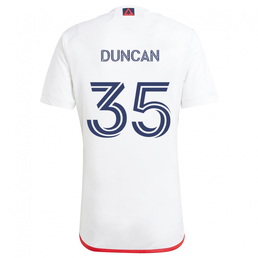 Kandiny Niño Camiseta Nakye Greenidge-Duncan #35 Blanco Rojo 2ª Equipación 2024/25 La Camisa Chile