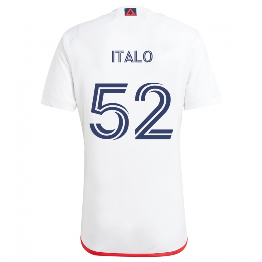 Kandiny Niño Camiseta Ítalo #52 Blanco Rojo 2ª Equipación 2024/25 La Camisa Chile