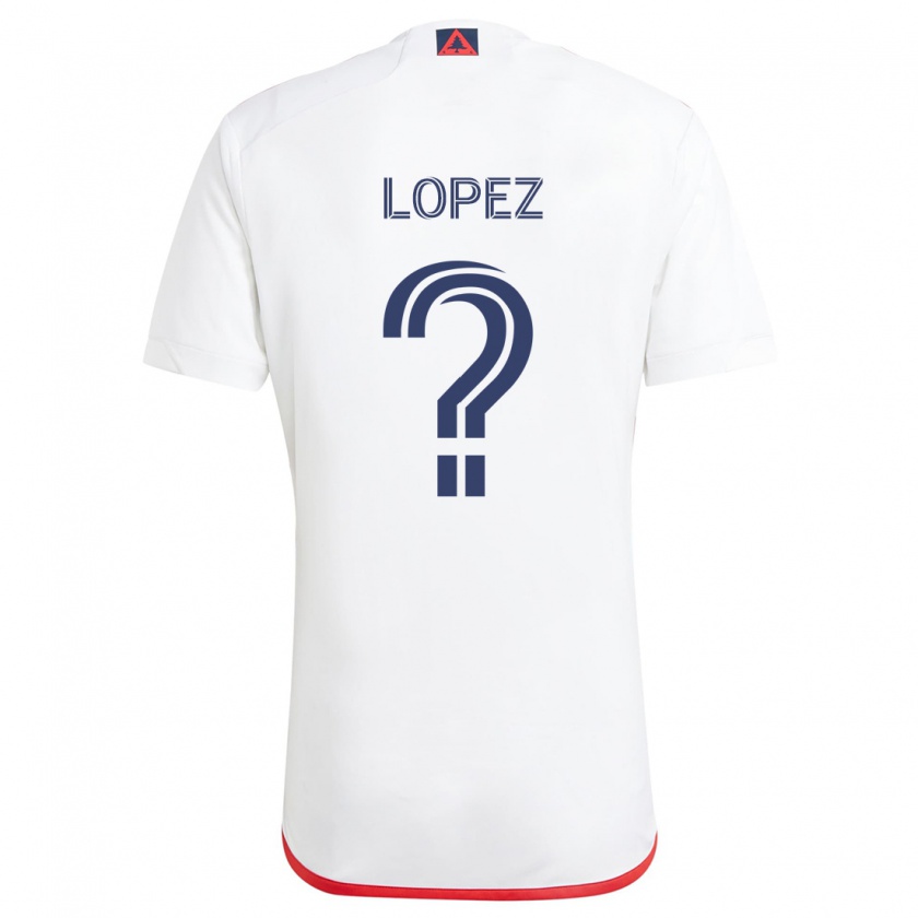 Kandiny Niño Camiseta Darwin Lopez #0 Blanco Rojo 2ª Equipación 2024/25 La Camisa Chile