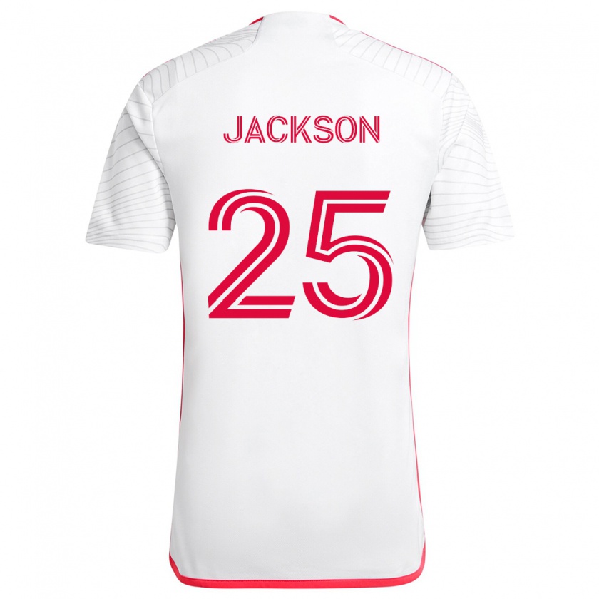 Kandiny Niño Camiseta Aziel Jackson #25 Blanco Rojo 2ª Equipación 2024/25 La Camisa Chile