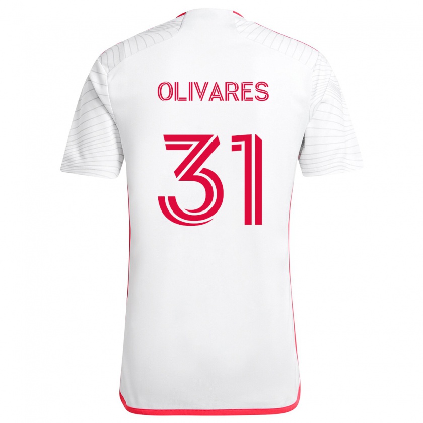 Kandiny Niño Camiseta Christian Olivares #31 Blanco Rojo 2ª Equipación 2024/25 La Camisa Chile