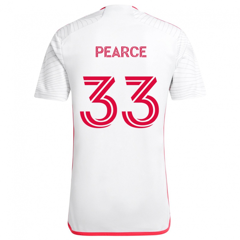 Kandiny Niño Camiseta Tyson Pearce #33 Blanco Rojo 2ª Equipación 2024/25 La Camisa Chile