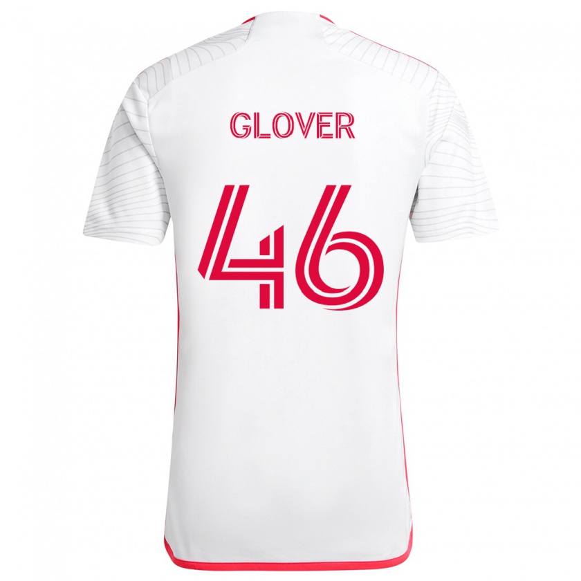 Kandiny Niño Camiseta Caden Glover #46 Blanco Rojo 2ª Equipación 2024/25 La Camisa Chile