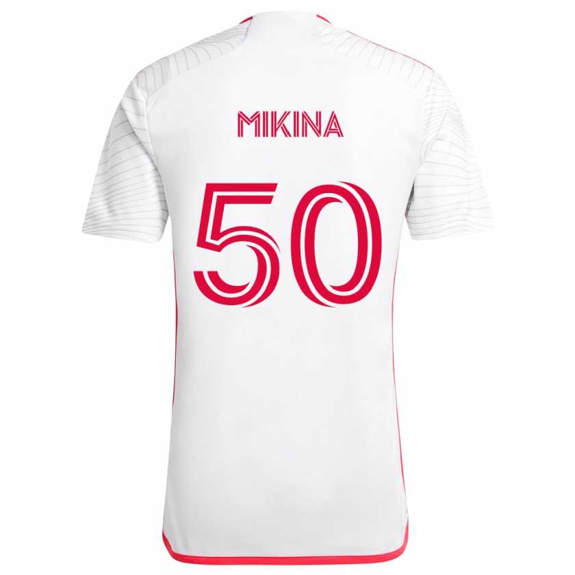 Kandiny Niño Camiseta Gabriel Mikina #50 Blanco Rojo 2ª Equipación 2024/25 La Camisa Chile