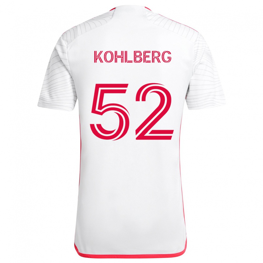 Kandiny Niño Camiseta Andrew Kohlberg #52 Blanco Rojo 2ª Equipación 2024/25 La Camisa Chile