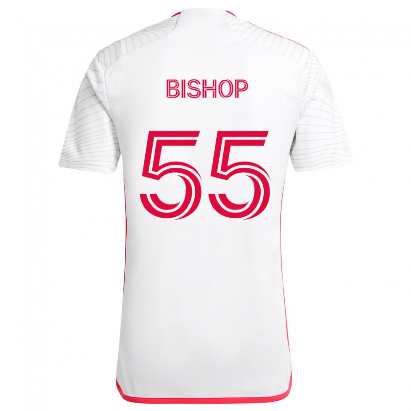 Kandiny Niño Camiseta Nick Bishop #55 Blanco Rojo 2ª Equipación 2024/25 La Camisa Chile