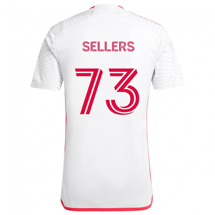 Kandiny Niño Camiseta Braydon Sellers #73 Blanco Rojo 2ª Equipación 2024/25 La Camisa Chile