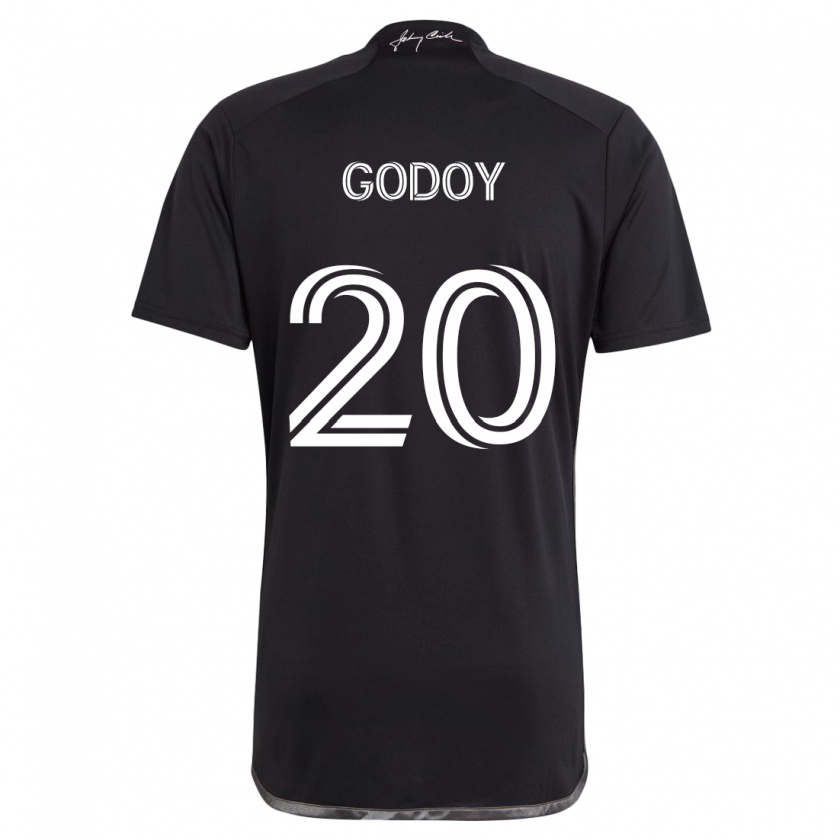 Kandiny Niño Camiseta Aníbal Godoy #20 Negro 2ª Equipación 2024/25 La Camisa Chile