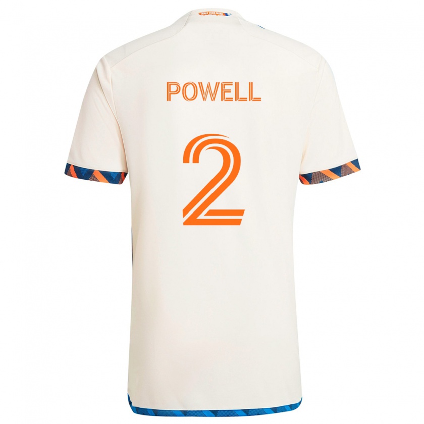 Kandiny Niño Camiseta Alvas Powell #2 Blanco Naranja 2ª Equipación 2024/25 La Camisa Chile