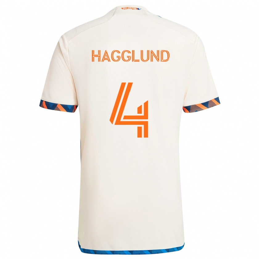 Kandiny Niño Camiseta Nick Hagglund #4 Blanco Naranja 2ª Equipación 2024/25 La Camisa Chile