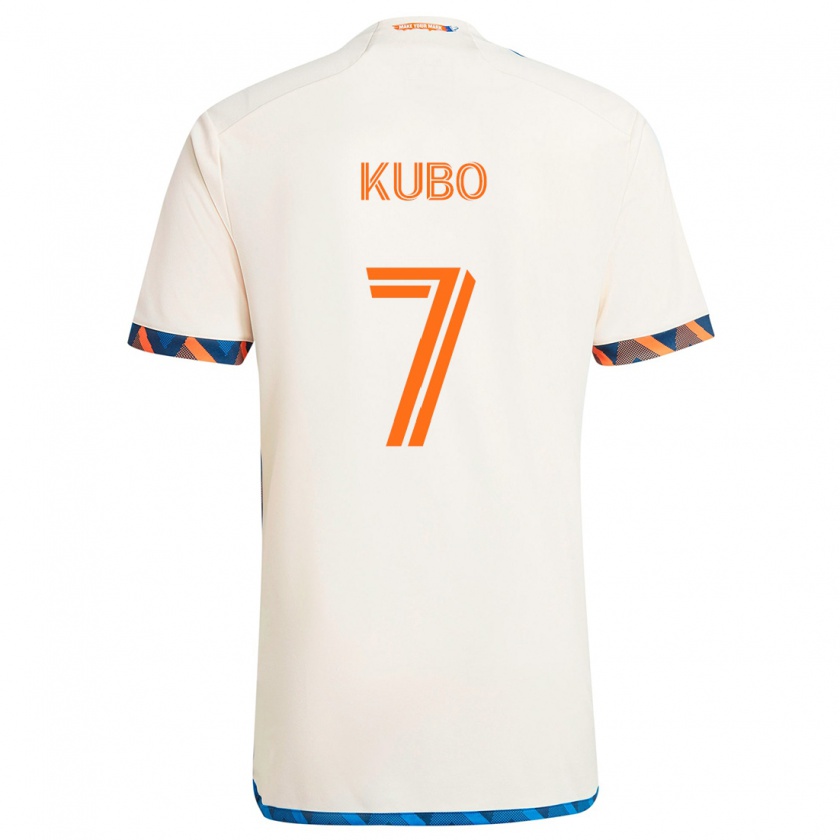 Kandiny Niño Camiseta Yuya Kubo #7 Blanco Naranja 2ª Equipación 2024/25 La Camisa Chile