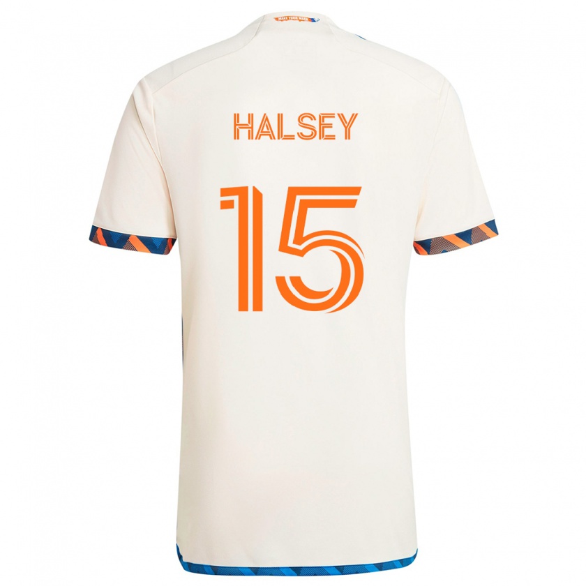 Kandiny Niño Camiseta Bret Halsey #15 Blanco Naranja 2ª Equipación 2024/25 La Camisa Chile