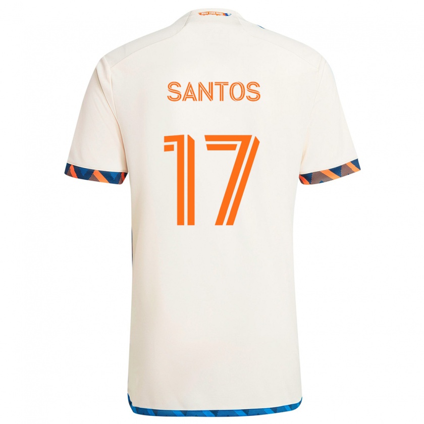 Kandiny Niño Camiseta Sergio Santos #17 Blanco Naranja 2ª Equipación 2024/25 La Camisa Chile