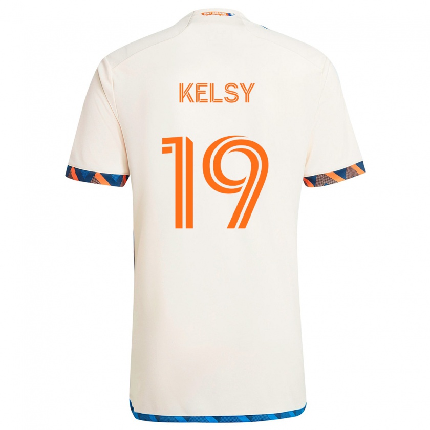 Kandiny Niño Camiseta Kevin Kelsy #19 Blanco Naranja 2ª Equipación 2024/25 La Camisa Chile