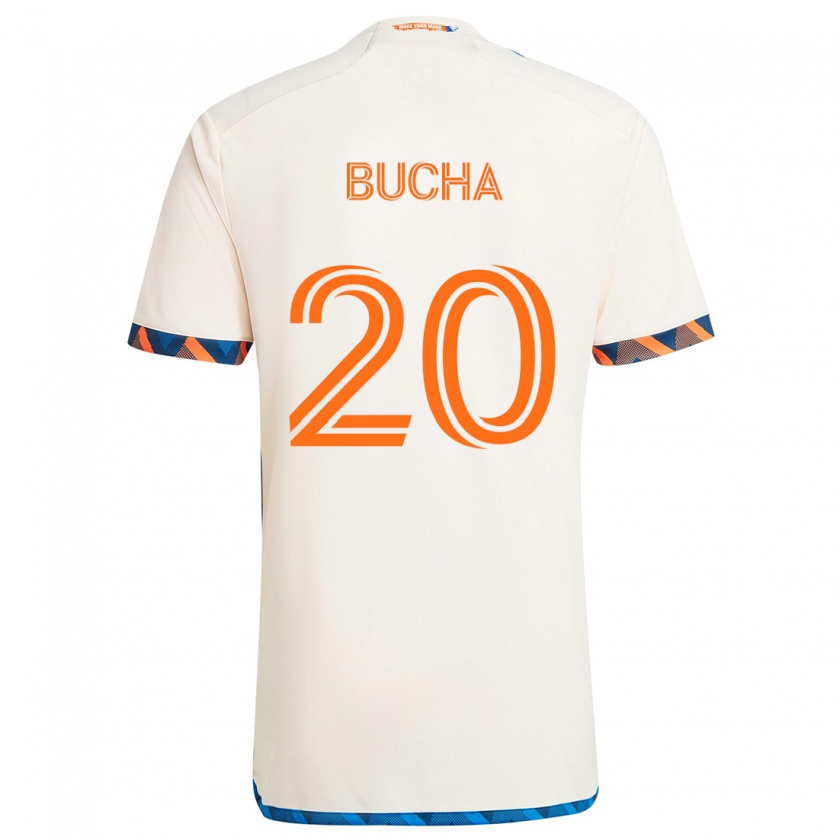 Kandiny Niño Camiseta Pavel Bucha #20 Blanco Naranja 2ª Equipación 2024/25 La Camisa Chile