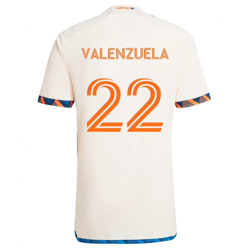 Kandiny Niño Camiseta Gerardo Valenzuela #22 Blanco Naranja 2ª Equipación 2024/25 La Camisa Chile