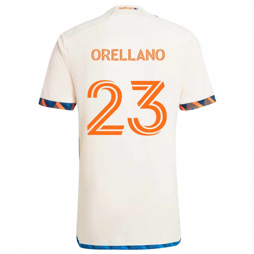 Kandiny Niño Camiseta Luca Orellano #23 Blanco Naranja 2ª Equipación 2024/25 La Camisa Chile