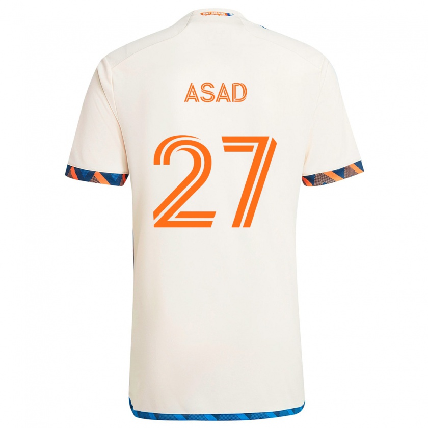 Kandiny Niño Camiseta Yamil Asad #27 Blanco Naranja 2ª Equipación 2024/25 La Camisa Chile