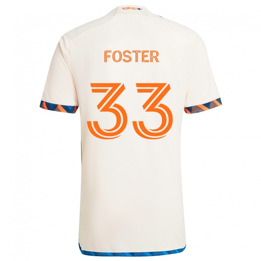 Kandiny Niño Camiseta Isaiah Foster #33 Blanco Naranja 2ª Equipación 2024/25 La Camisa Chile