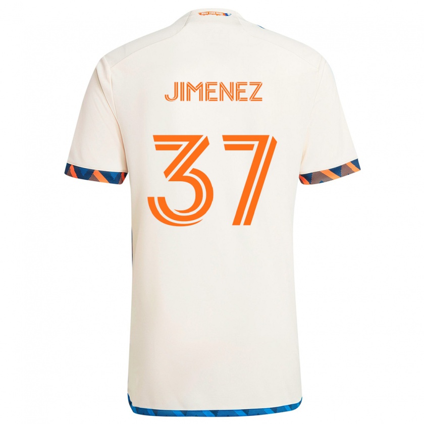 Kandiny Niño Camiseta Stiven Jimenez #37 Blanco Naranja 2ª Equipación 2024/25 La Camisa Chile