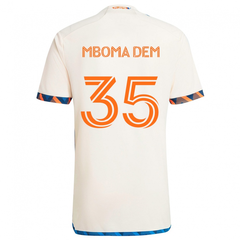 Kandiny Niño Camiseta Kenji Mboma Dem #35 Blanco Naranja 2ª Equipación 2024/25 La Camisa Chile