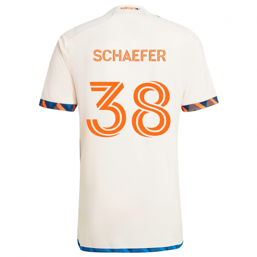 Kandiny Niño Camiseta Brian Schaefer #38 Blanco Naranja 2ª Equipación 2024/25 La Camisa Chile