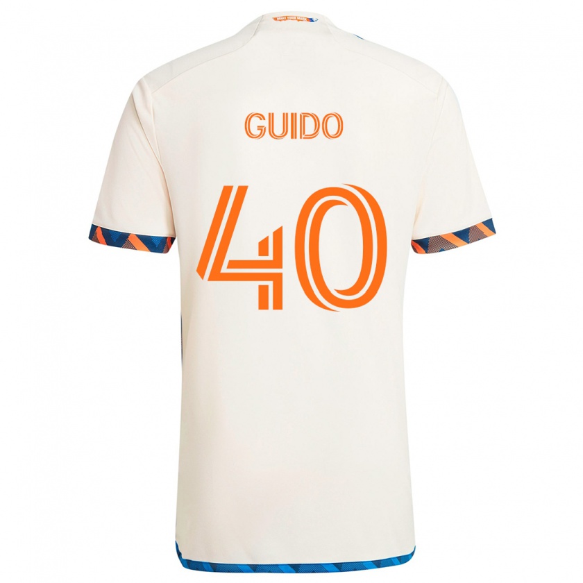 Kandiny Niño Camiseta Alejandro Guido #40 Blanco Naranja 2ª Equipación 2024/25 La Camisa Chile