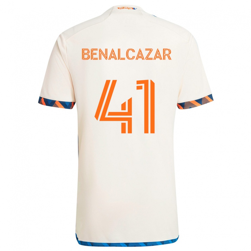 Kandiny Niño Camiseta Nico Benalcázar #41 Blanco Naranja 2ª Equipación 2024/25 La Camisa Chile