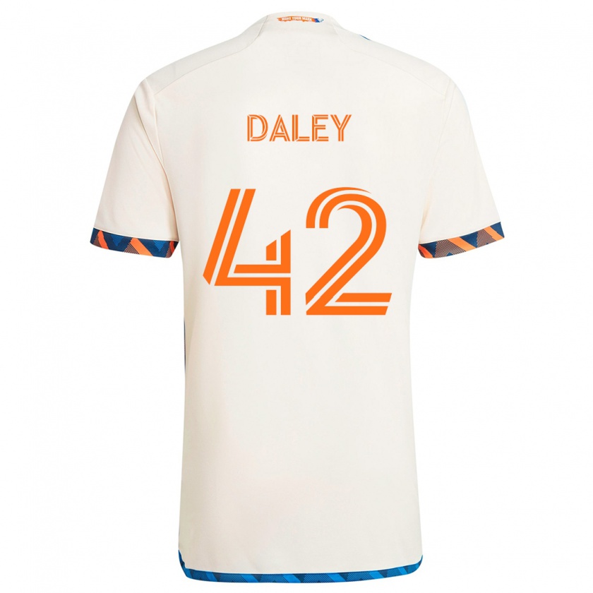 Kandiny Niño Camiseta Amir Daley #42 Blanco Naranja 2ª Equipación 2024/25 La Camisa Chile