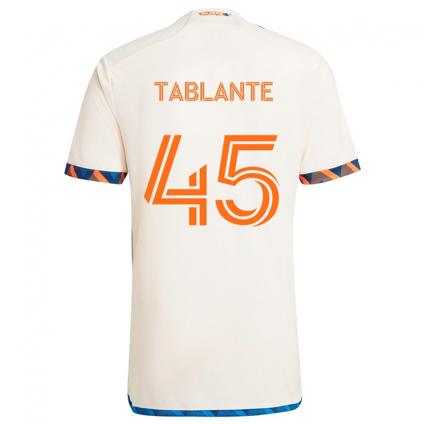 Kandiny Niño Camiseta Moises Tablante #45 Blanco Naranja 2ª Equipación 2024/25 La Camisa Chile