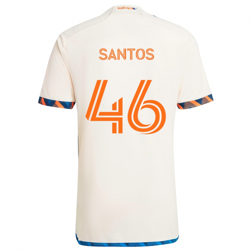 Kandiny Niño Camiseta Guilherme Santos #46 Blanco Naranja 2ª Equipación 2024/25 La Camisa Chile