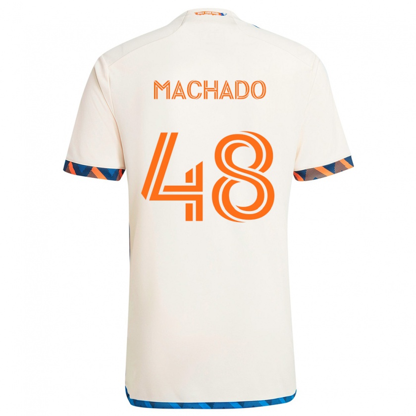 Kandiny Niño Camiseta Juan Machado #48 Blanco Naranja 2ª Equipación 2024/25 La Camisa Chile