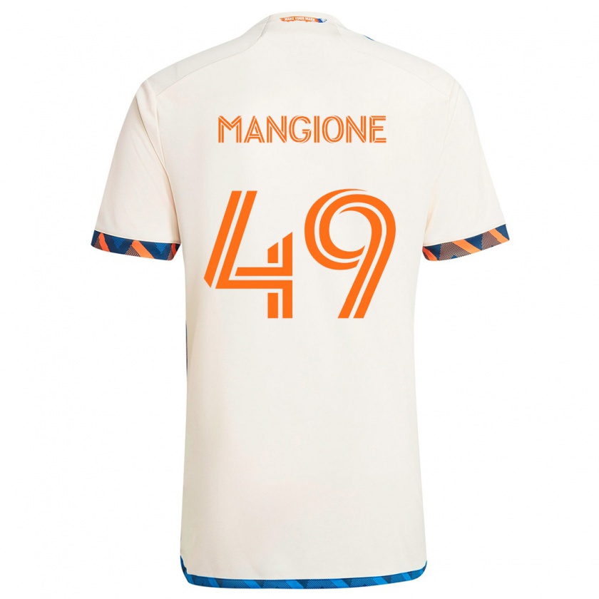 Kandiny Niño Camiseta Peter Mangione #49 Blanco Naranja 2ª Equipación 2024/25 La Camisa Chile