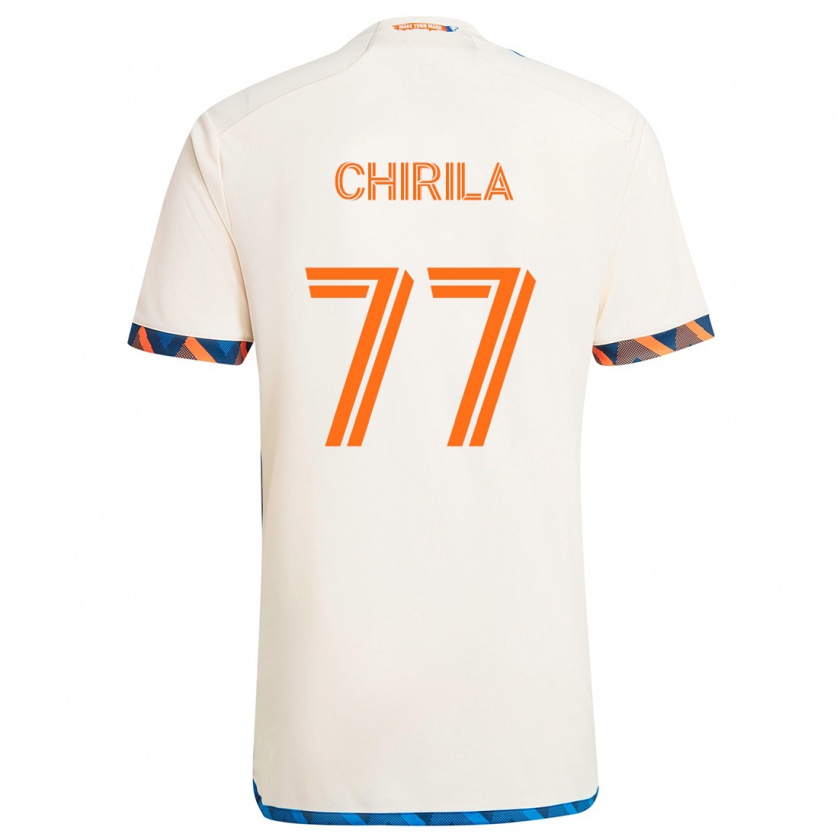 Kandiny Niño Camiseta Stefan Chirila #77 Blanco Naranja 2ª Equipación 2024/25 La Camisa Chile