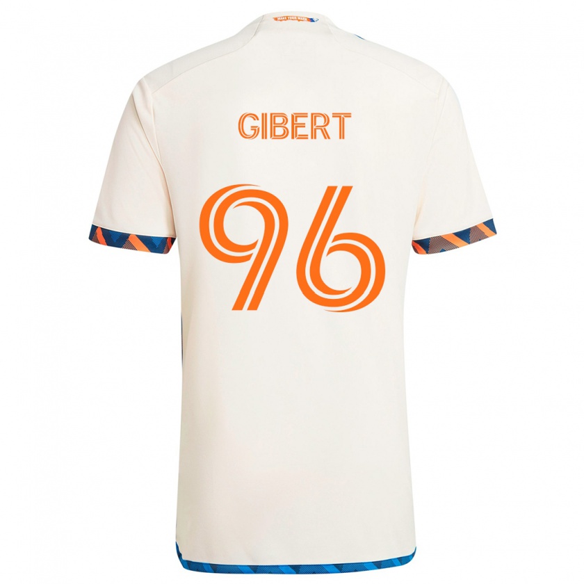 Kandiny Niño Camiseta Gaël Gibert #96 Blanco Naranja 2ª Equipación 2024/25 La Camisa Chile