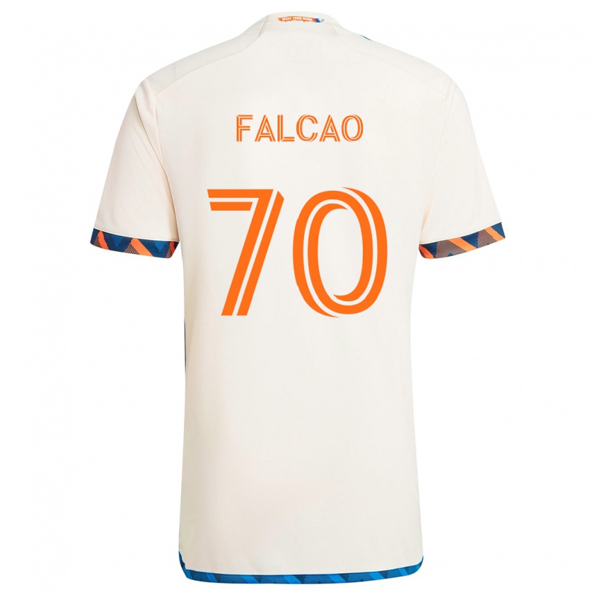 Kandiny Niño Camiseta Kiano Falcao #70 Blanco Naranja 2ª Equipación 2024/25 La Camisa Chile