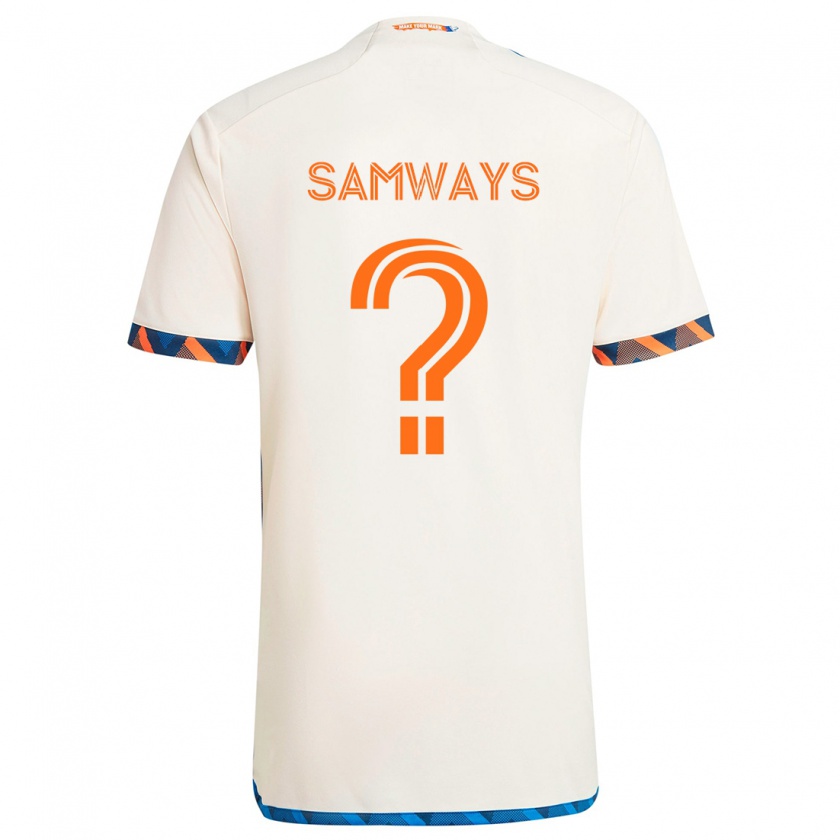 Kandiny Niño Camiseta Nicholas Samways #0 Blanco Naranja 2ª Equipación 2024/25 La Camisa Chile