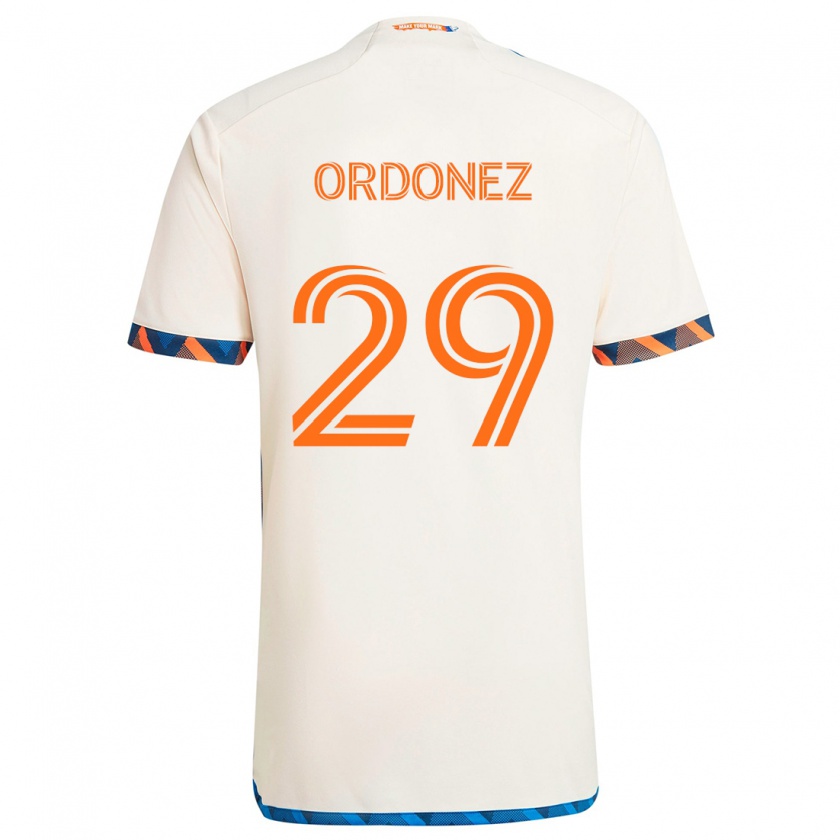 Kandiny Niño Camiseta Arquímides Ordóñez #29 Blanco Naranja 2ª Equipación 2024/25 La Camisa Chile