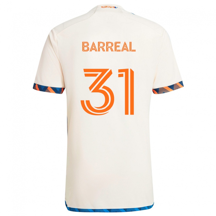 Kandiny Niño Camiseta Álvaro Barreal #31 Blanco Naranja 2ª Equipación 2024/25 La Camisa Chile