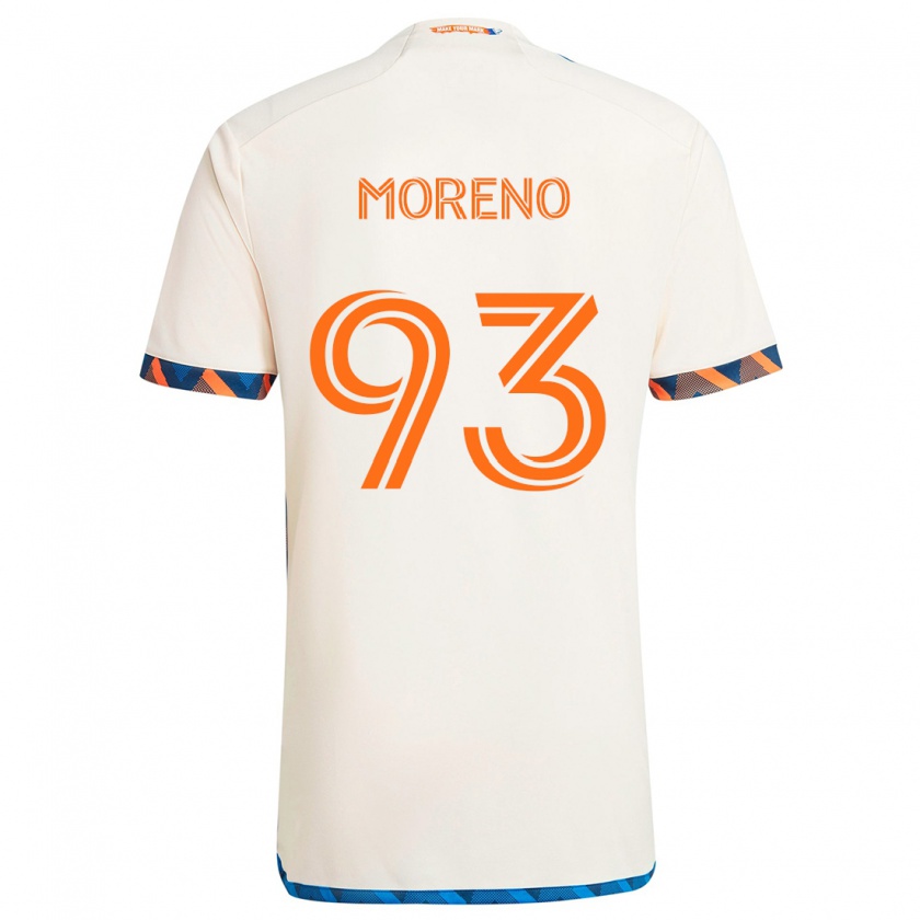 Kandiny Niño Camiseta Júnior Moreno #93 Blanco Naranja 2ª Equipación 2024/25 La Camisa Chile