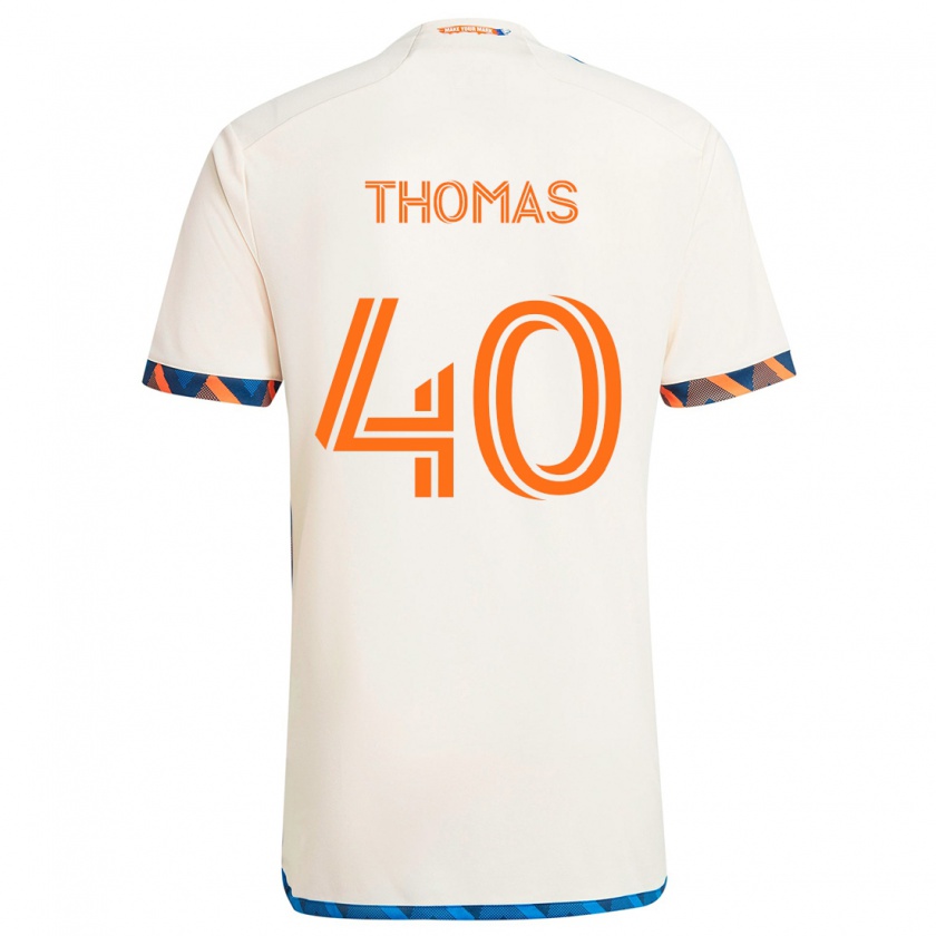 Kandiny Niño Camiseta Kai Thomas #40 Blanco Naranja 2ª Equipación 2024/25 La Camisa Chile