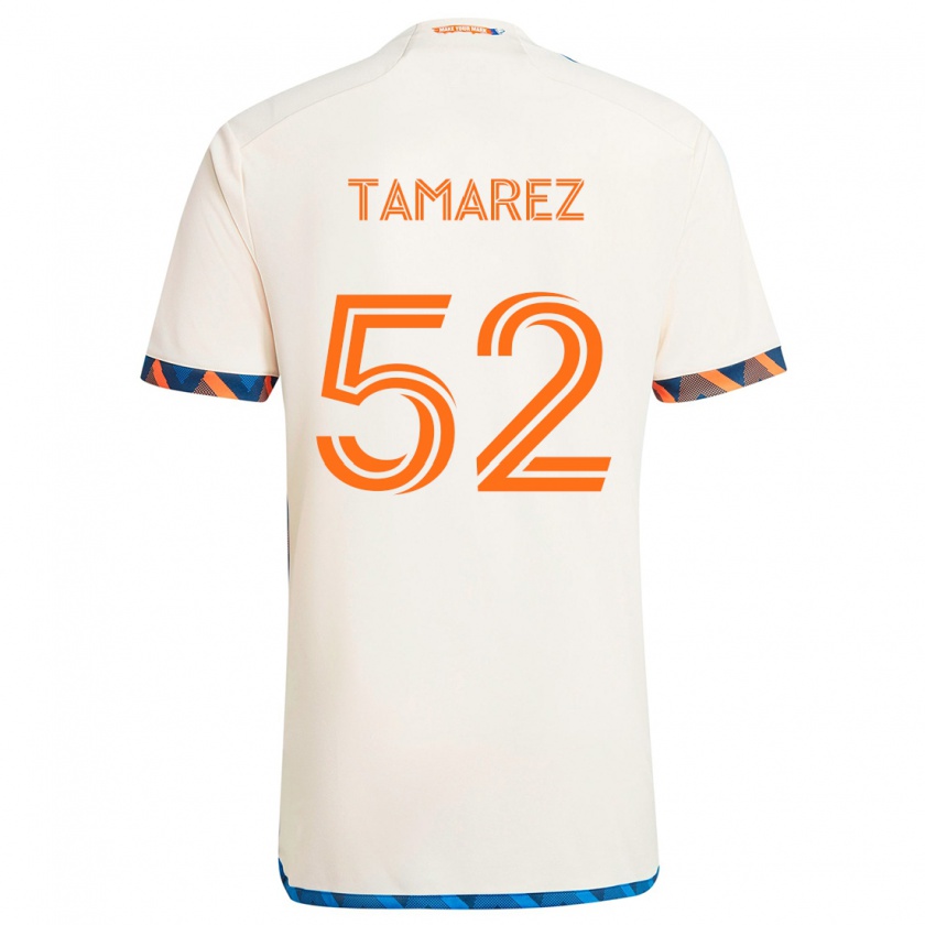 Kandiny Niño Camiseta Lucas Tamarez #52 Blanco Naranja 2ª Equipación 2024/25 La Camisa Chile